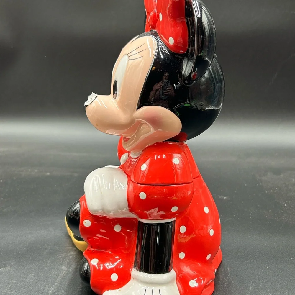Disney Minnie Mouse Ceramic Collectible with Red and Black Accents cookie jar